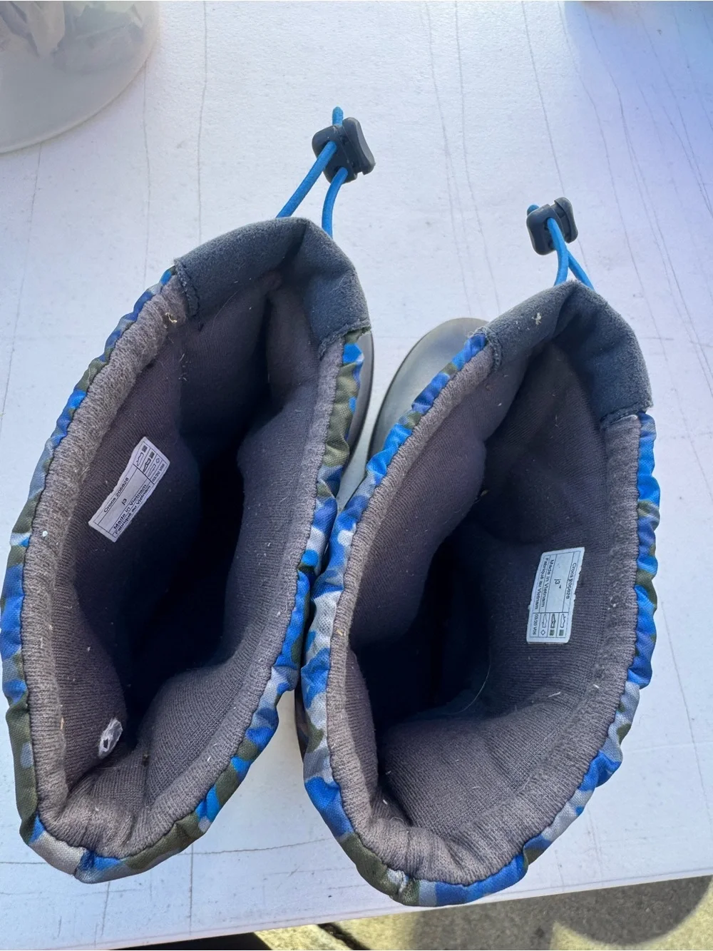 CROCS Kids Gray & Blue Camo Waterproof Winter Boots